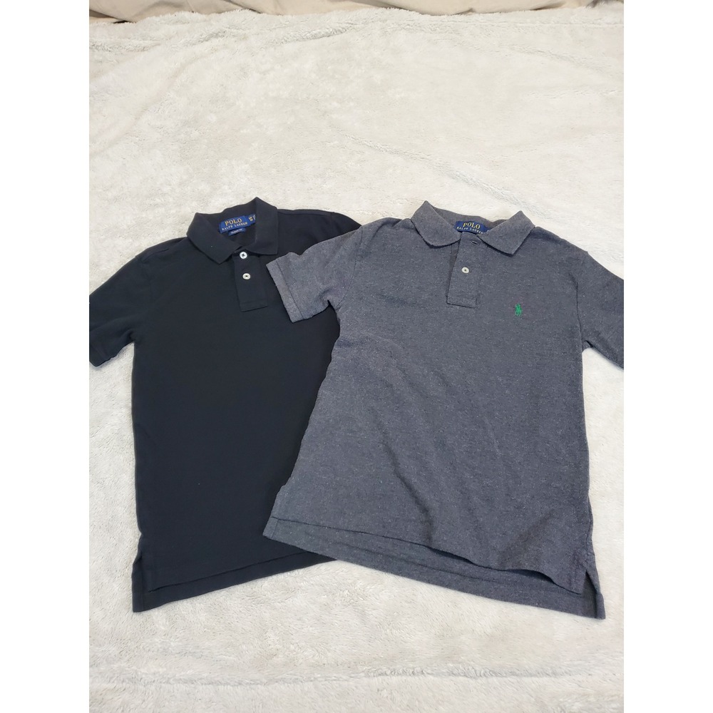 Polo Ralph Lauren Black Gray Cotton Casual Set of‎ 2 Polo Top 8 Classic Basic